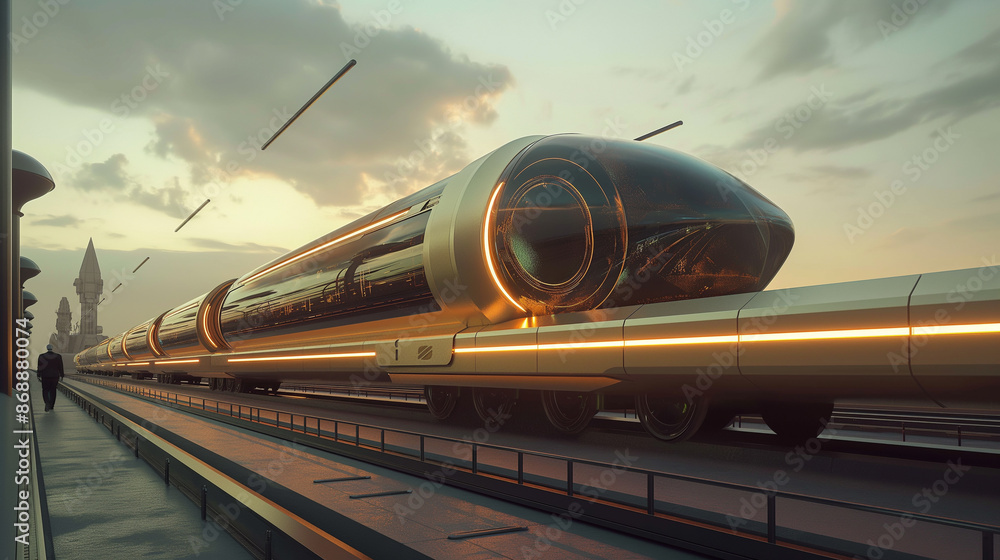 Poster high speed bullet train based on hyper loop system