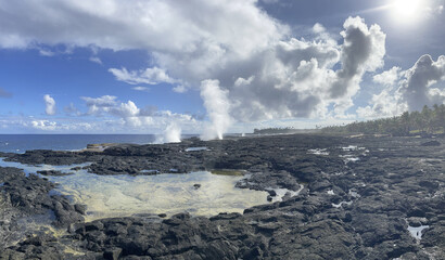 Savaii blowholes and lava coastline in Samoa