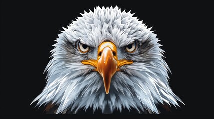 Obraz premium A bold digital art representation of an eagle head, featuring striking details and a fierce expression, symbolizing power, determination, and strength.