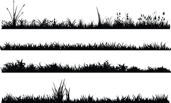 grass landscape silhouette isolated collection