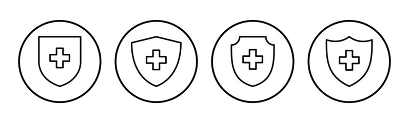 Fototapeta premium Health insurance icon set. Insurance health document icon