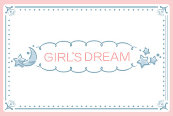 ゆめかわ、ガーリーなパステルトーンのフレーム・デザイン素材。ベクターイラスト素材。