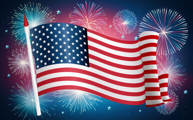 A vibrant and festive 4th of July design, featuring a colorful firework exploding in the night sky.