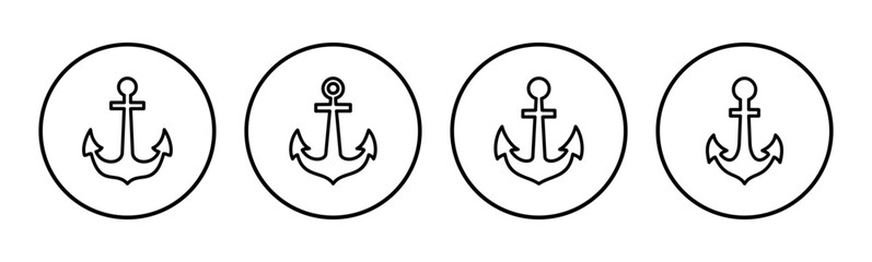Anchor icon set. Anchor symbol logo. Anchor marine icon.