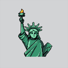 Pixel art illustration US Landmark. Pixelated United States Liberty. USA Liberty Statue Landmark Independence Day pixelated for the pixel art game and icon for website and video game. old school retro