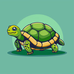 Fototapeta premium Reptilian Joy: Whimsical Turtle Cartoon Vector Illustration