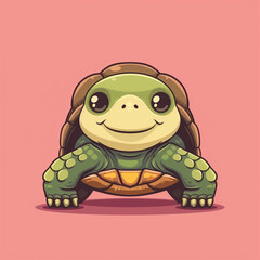 Obraz premium Whimsical Turtle Cartoon: Reptilian Delight in Vector Form