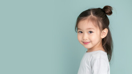 Indonesian girl smile wearing sportswear isolated on pastel background