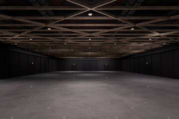 Empty hall exhibition centre.The backdrop for exhibition stand, booth,gallery,trade show.Conversation for activity,meeting.Arena for entertainment,event,sports.Indoor  Stadium,art museum.3d render.