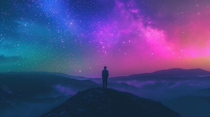Fototapeta premium iconic scientist dawn view signifying brilliance scifi tone Analogous Color Scheme