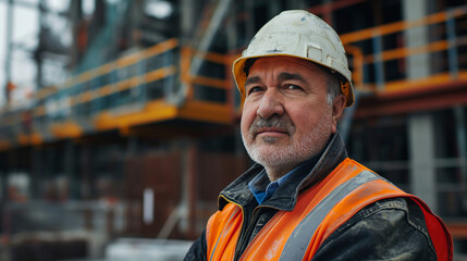 Fototapeta premium portrait of an engineer working on a construction site