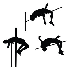Men's High Jump Illustration Vector Silhouette
