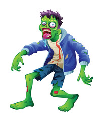 Scary zombie character illustration. Vector cartoon isolated on white background