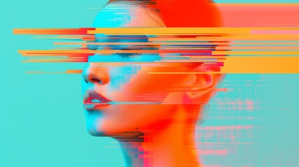 Abstract Glitch Art Portrait of a Woman