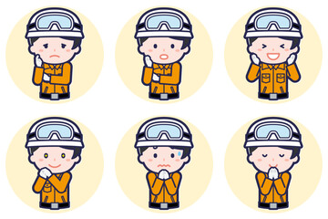 女性レスキュー隊員のポーズセット_04