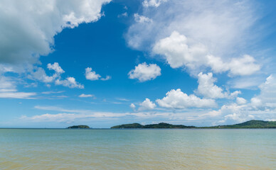 Blue sea white beach turquoise ocean wave coastal in tropical paradise landscape. Beautiful scene seascape marine coastline destinations. Tropical beautiful blue ocean lagoon lake travel summer time.