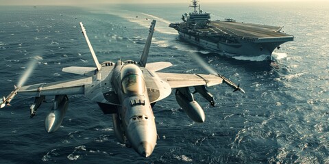 Fighter Jet Taking Off From Aircraft Carrier