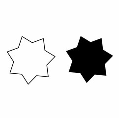vector icon outline 7 point star. two black and white Cliparts on a white background