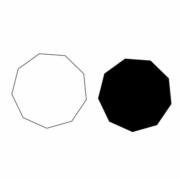 nonagon geometry black and white vector. enneagon on a white background