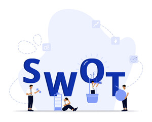 SWOT concept illustration. Suitable for landing page, ui, web, App intro card, editorial, flyer, and banner.