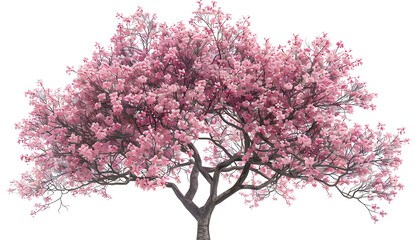 A pink cherry blossom tree in full bloom