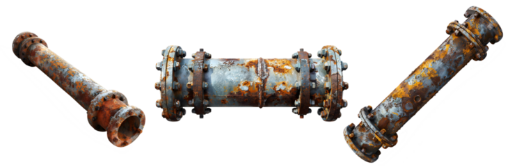 Three rusty metal pipes