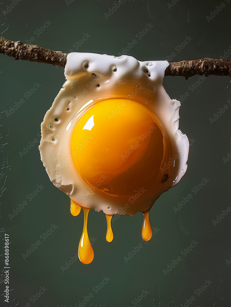 Canvas Prints fried eggs on green background