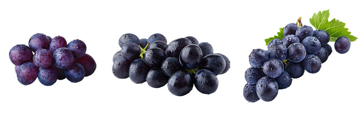 Fototapeta premium Three bunches of grapes with water droplets