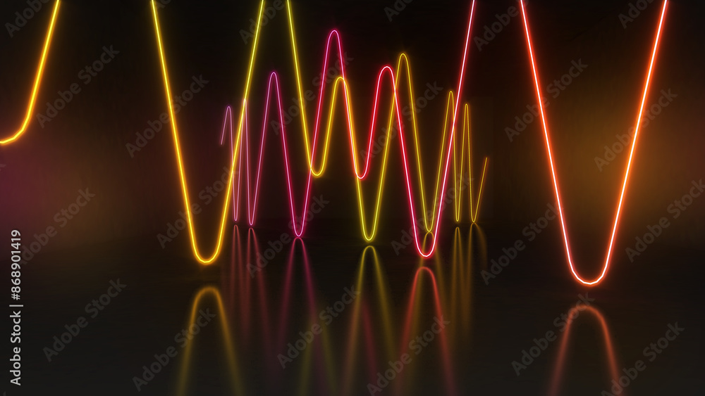 Aufkleber abstract background technology square line neon light background,mock up stage for product presentat