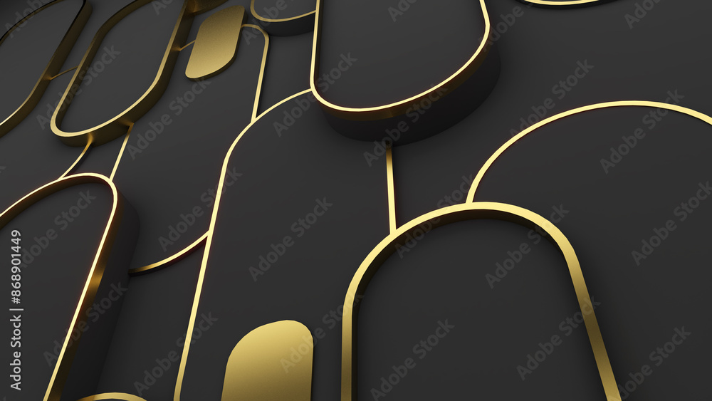 Poster abstract geometric background elegant black and gold curved square use in graphics or background ima