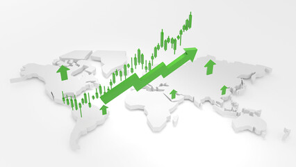 Stock market and investments Financial data displayed on a graph of an increasing or decreasing stock price. Charts of the global stock market, the economy, and investments,3d rendering