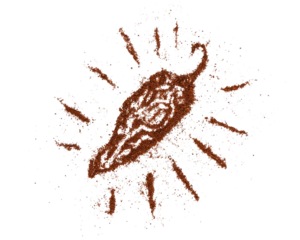 Chipotle pepper powder outline shape hot beam lines radiating