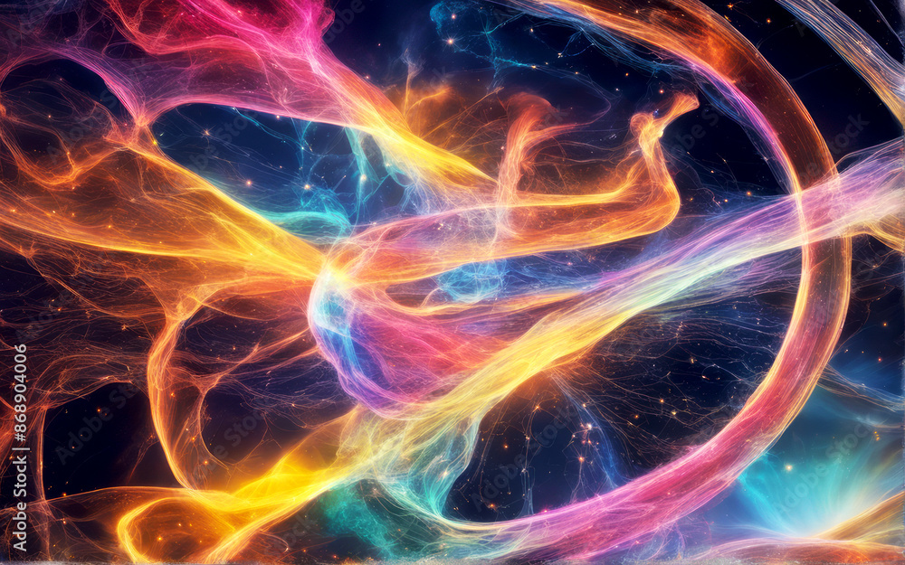 Wall mural abstract of colorful tunnel of galaxy nebular with stars and smoke on the space in universe backgrou