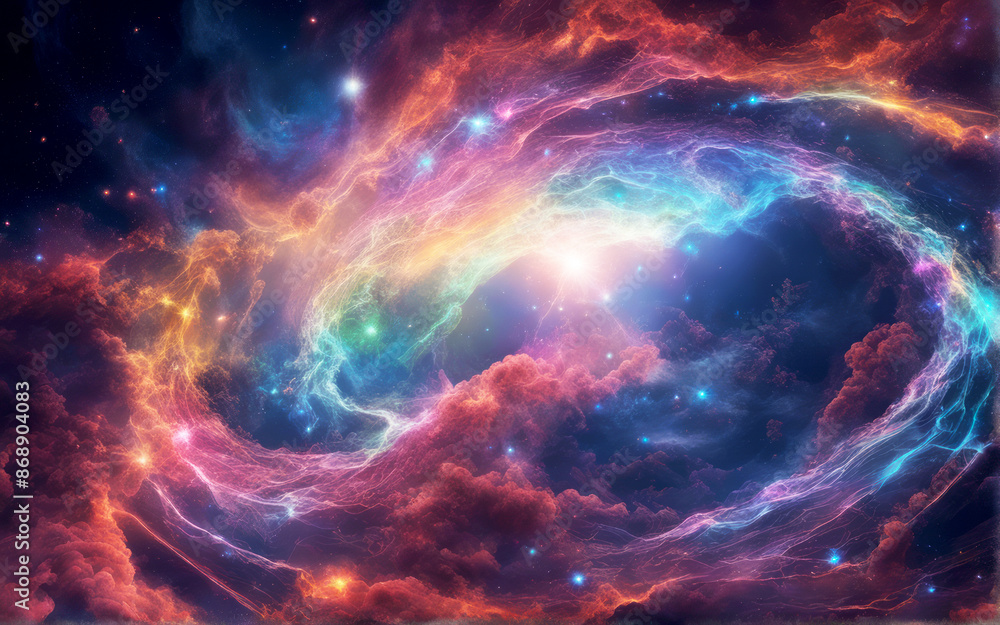Wall mural cloud of god eye abstract colorful of galaxy nebular with stars and smoke on the space in universe b