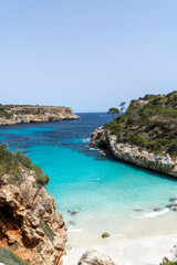 Cala des Moro, Hidden Beach Cove in Mallorca's Rugged Coastline, Balearic Islands, Spain
