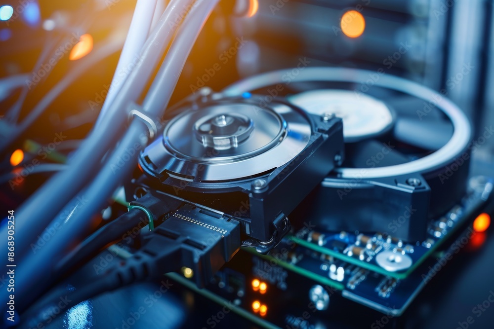 Poster close-up of a hard drive inside a computer