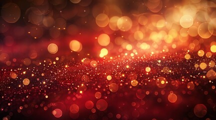 Red And Gold Bokeh Lights On Black Background