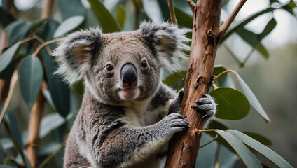 Fototapeta premium Adorable koala clinging to a tree branch
