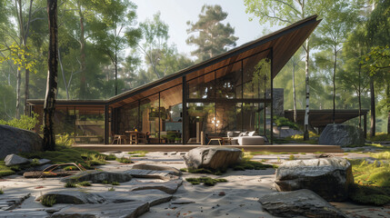 A quaint European village with old wooden houses and red tile roofs nestled beneath a clear blue sky