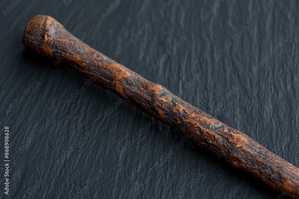 Canvas Prints Closeup of a rustic wooden stick on a dark background