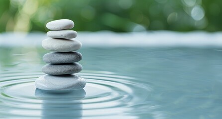 Obraz premium Balanced zen stones in tranquil water