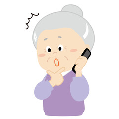 スマートフォンでおしゃべりしているシニア女性3