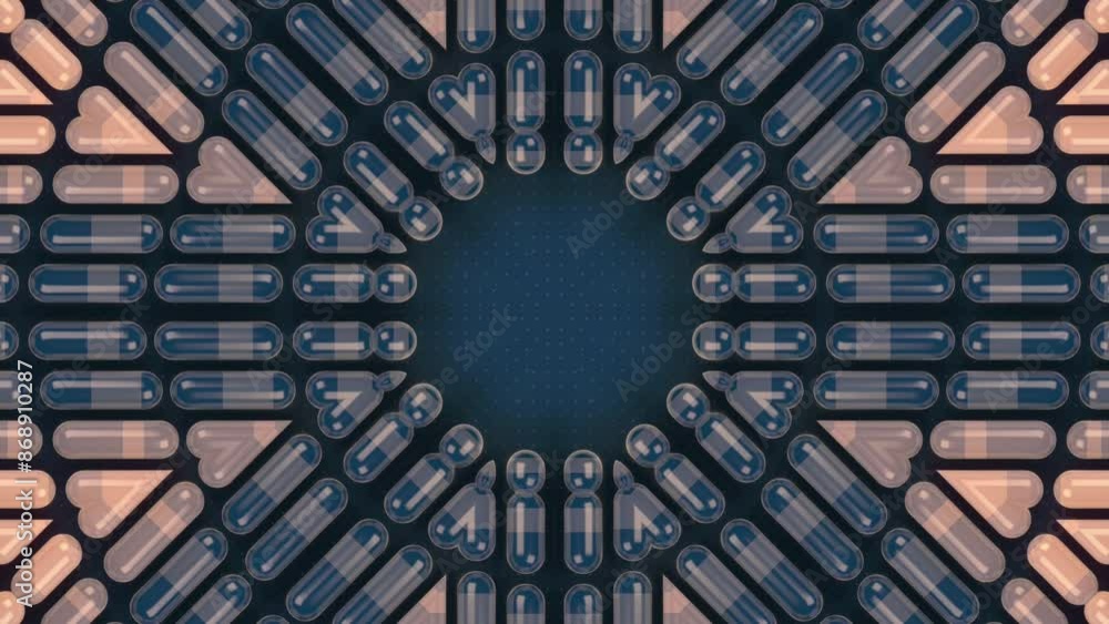 Leinwandbilder Digital loop animation of a group of moving multicolored capsules. 3d rendering