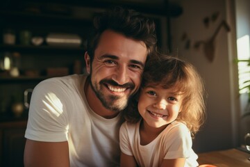 Portrait of a smiling father and daughter at home