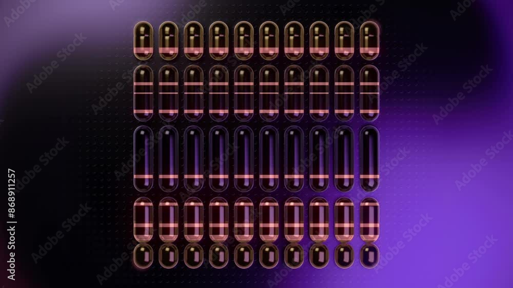 Leinwandbilder 3d rendering loop animation of a group of moving capsules 4K
