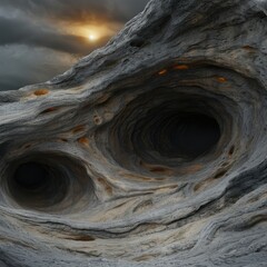 Dramatic Landscape with Mysterious Cave Entrance