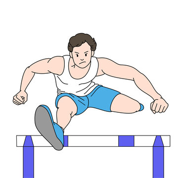 ハードル走　男性陸上選手