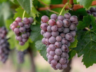 Obraz premium Ripe purple grapes on the vine