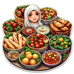 Muslim sticker cartoon style