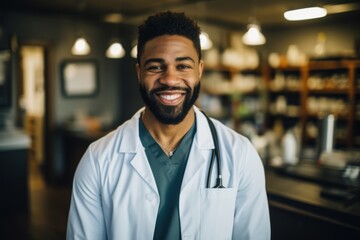 Obraz premium Portrait of a African American male veterinarian doctor